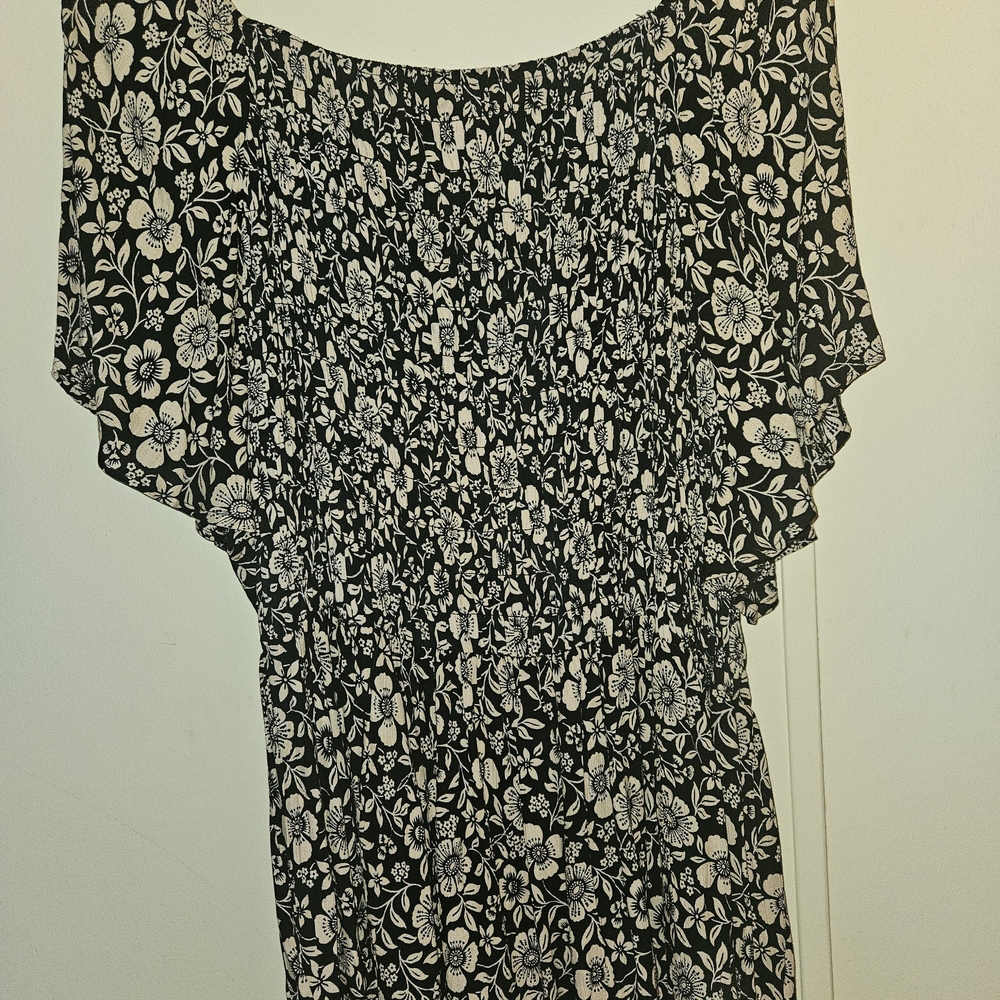Angie Black and Cream Floral Dress Top